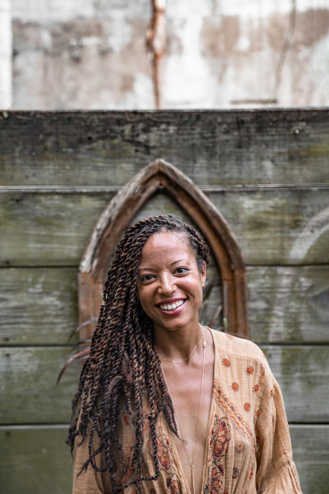 Woman writing in her book under Spanish moss in New Orleans City Park